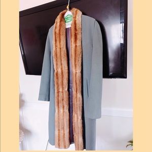 Baby blue 1960’s coat with real rabbit fur